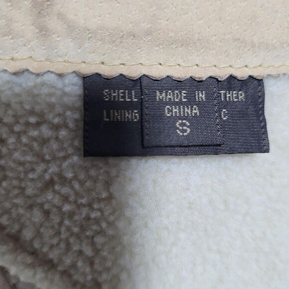 Guess Coat Womens Small Beige Genuine Leather Shearling Long Overcoat Lined - Picture 14 of 16